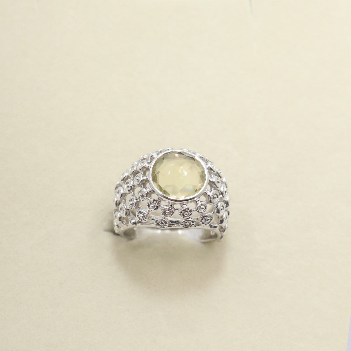 Radiant Lemon Quartz Solitaire Ring