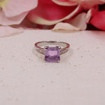 Amethyst & CZ Halo Ring