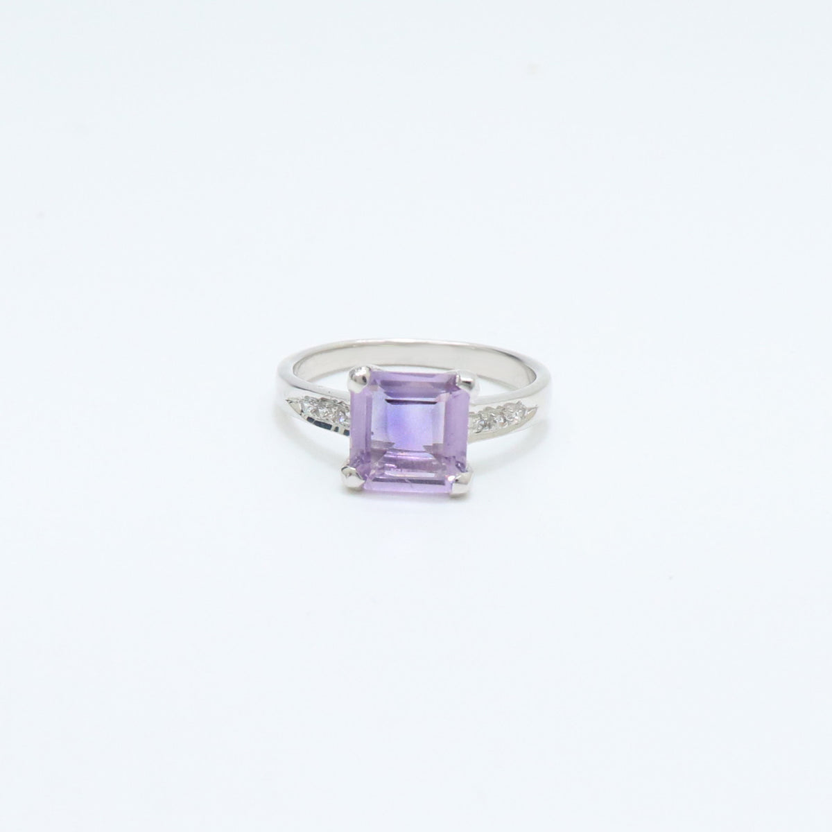 Amethyst & CZ Halo Ring