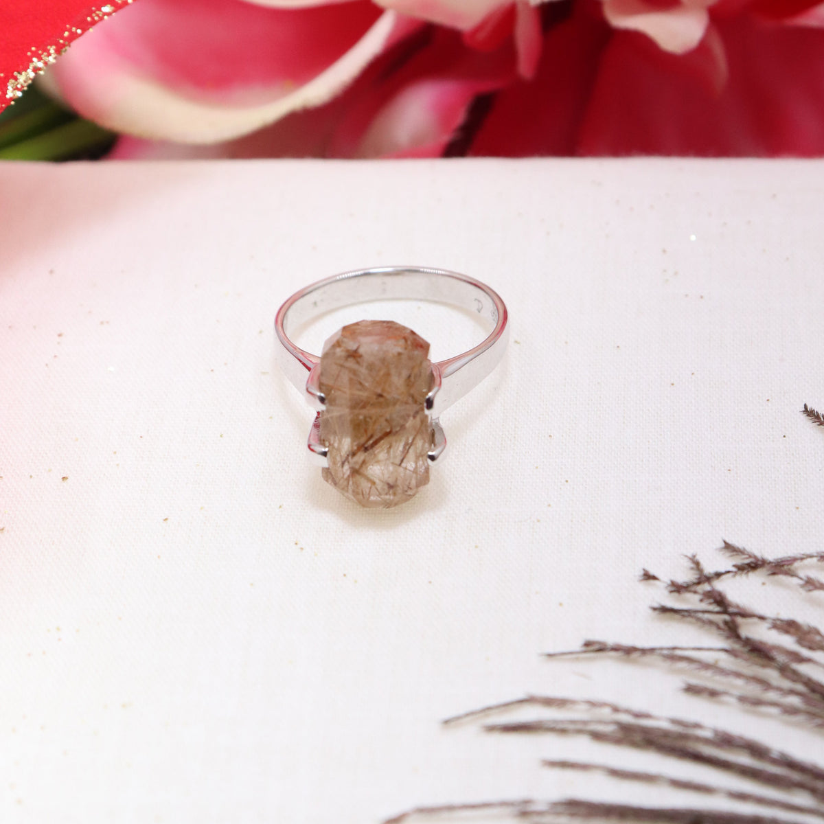 Golden Rutile Quartz Ring