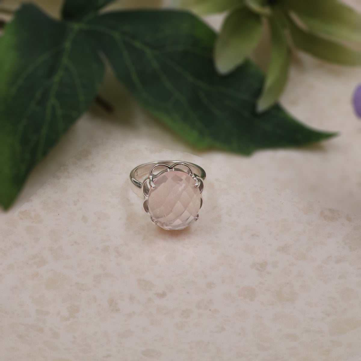 Blush Pink Rose Quartz Ring