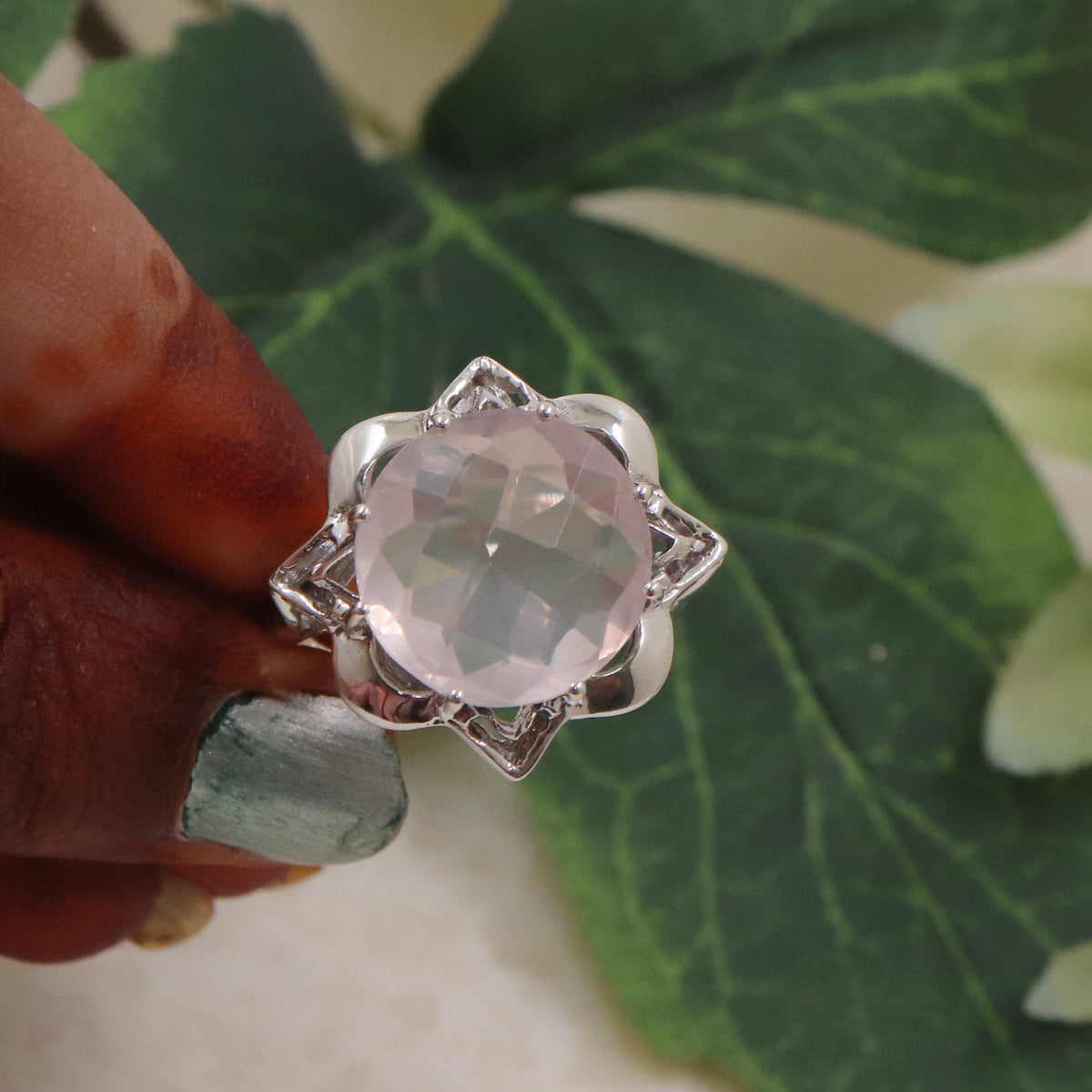 Polished Rose Quartz Ring