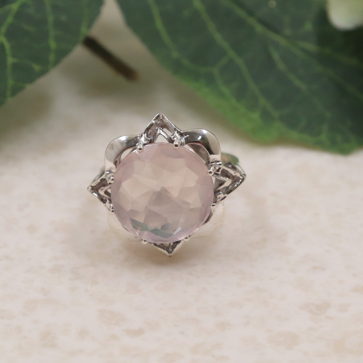 Polished Rose Quartz Ring