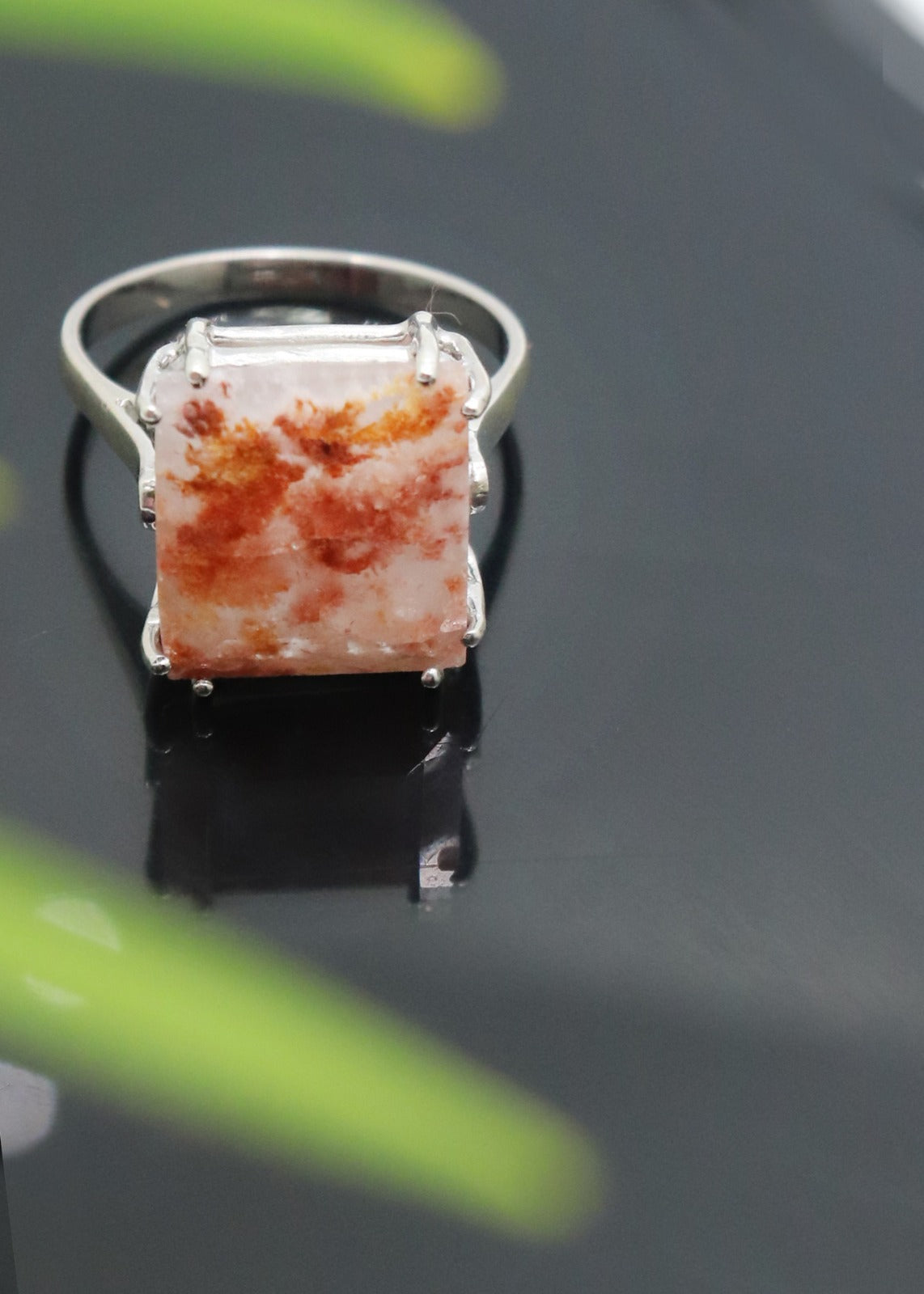 Earthy Wooden Rutile Silver Ring