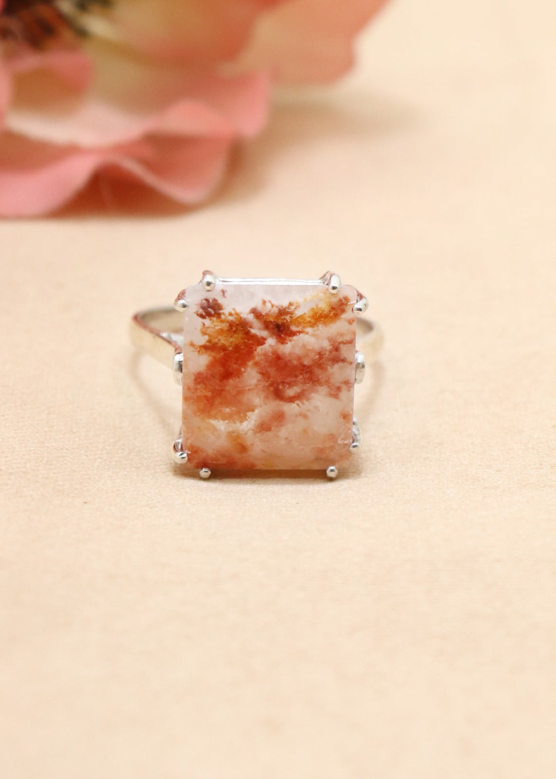 Earthy Wooden Rutile Silver Ring