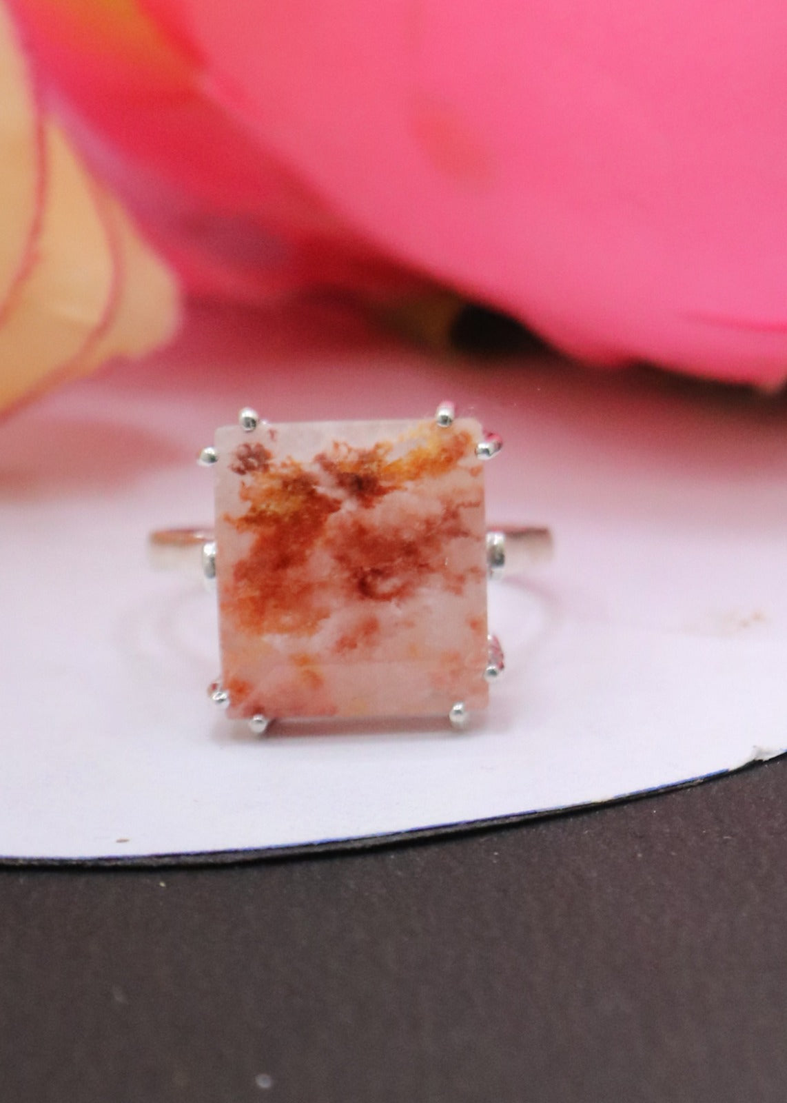 Earthy Wooden Rutile Silver Ring