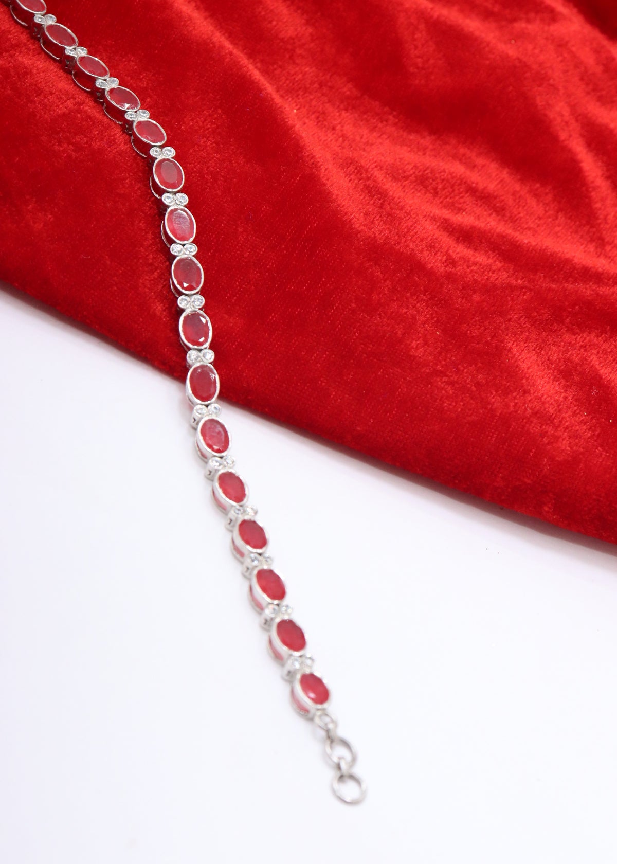 Regal Ruby & CZ Sterling Silver Bracelet