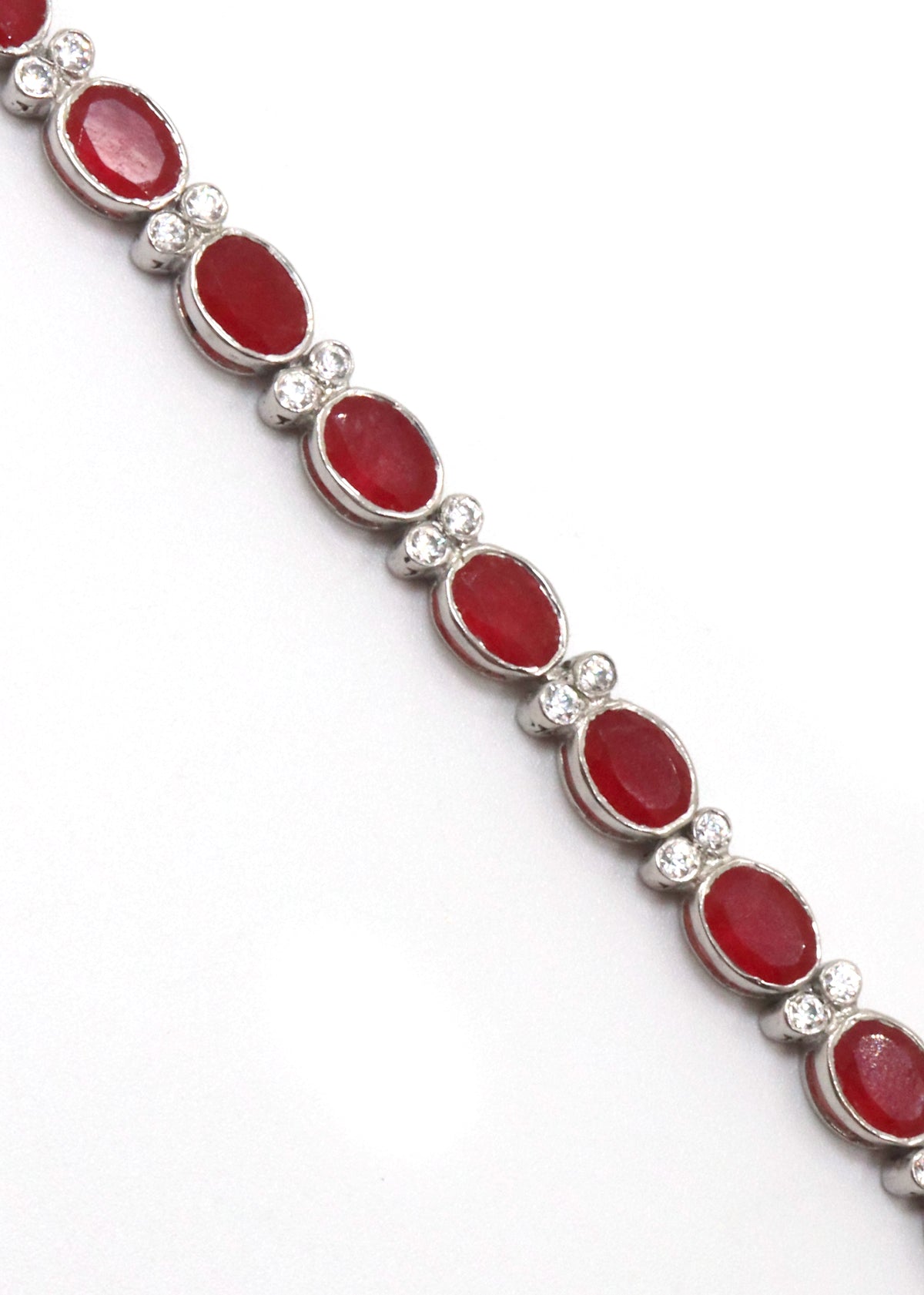 Regal Ruby & CZ Sterling Silver Bracelet