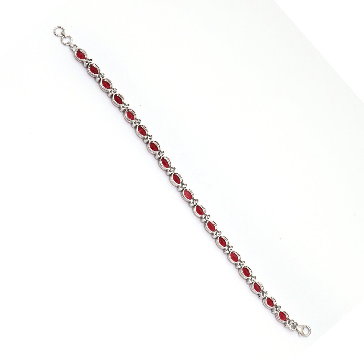 Regal Ruby & CZ Sterling Silver Bracelet