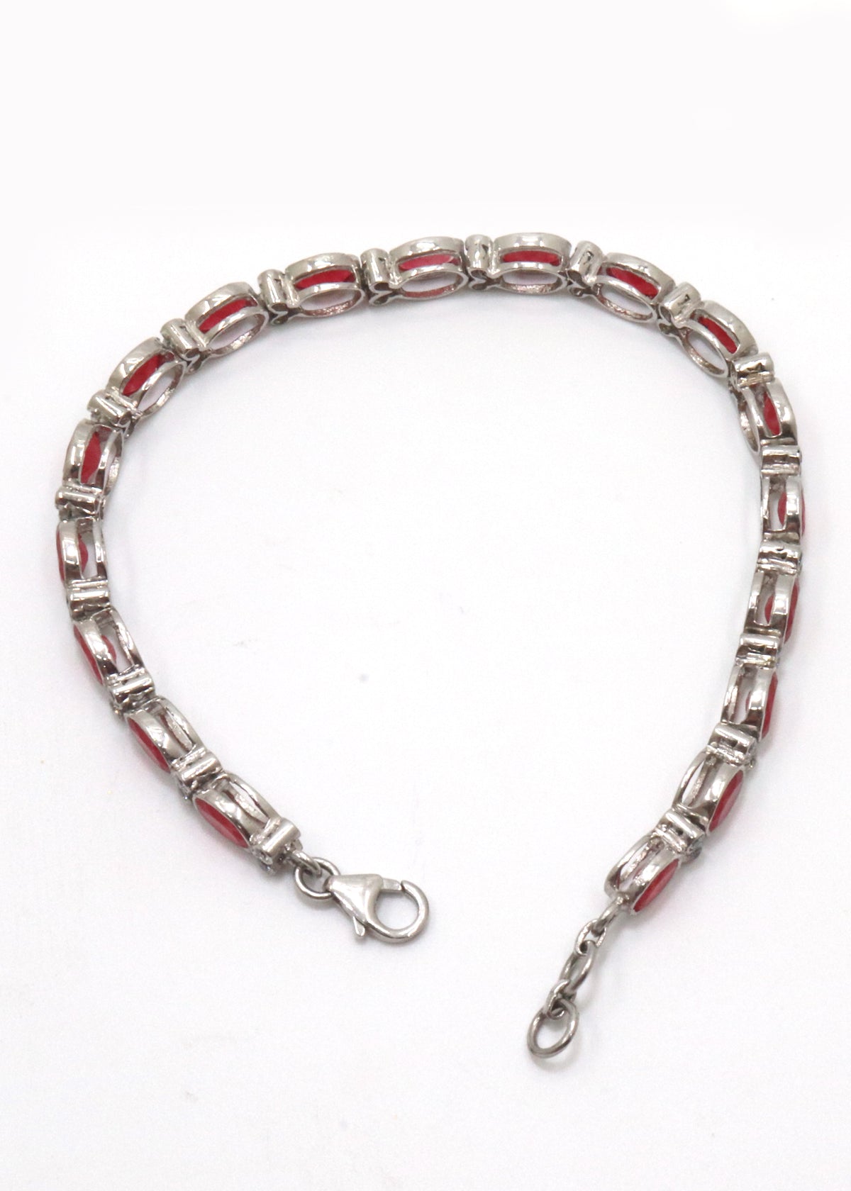 Regal Ruby & CZ Sterling Silver Bracelet