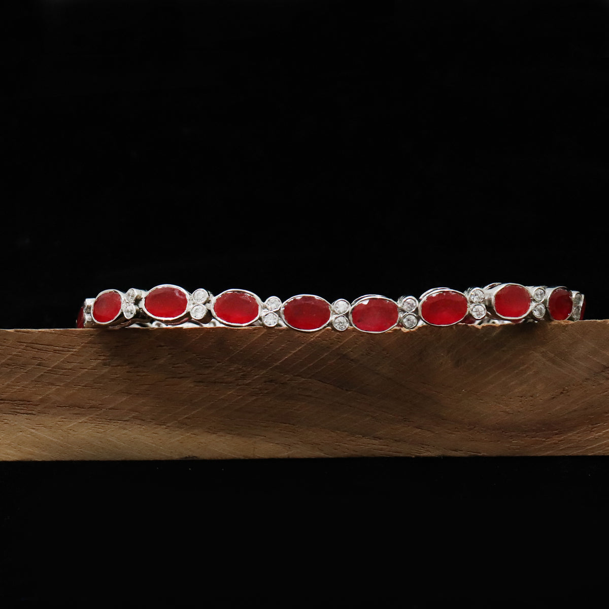 Regal Ruby & CZ Sterling Silver Bracelet