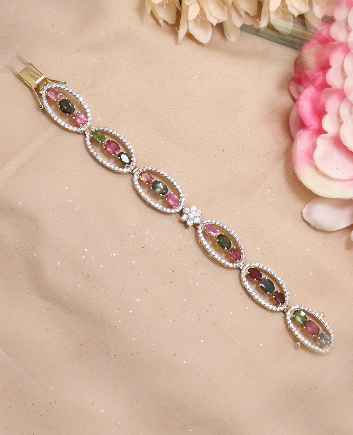 Multicolor Tourmaline & CZ Bracelet