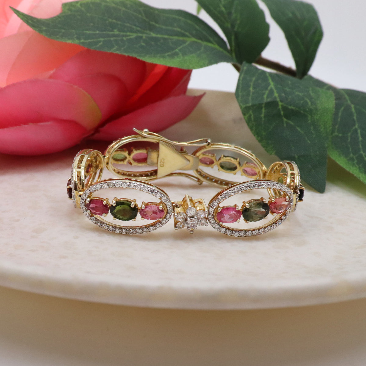 Multicolor Tourmaline & CZ Bracelet