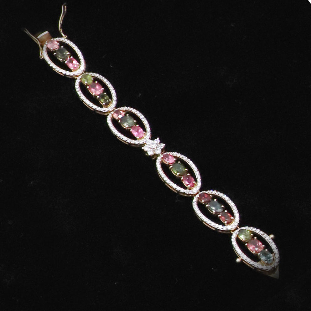 Multicolor Tourmaline & CZ Bracelet