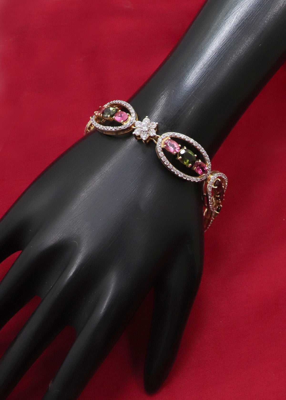 Multicolor Tourmaline & CZ Bracelet