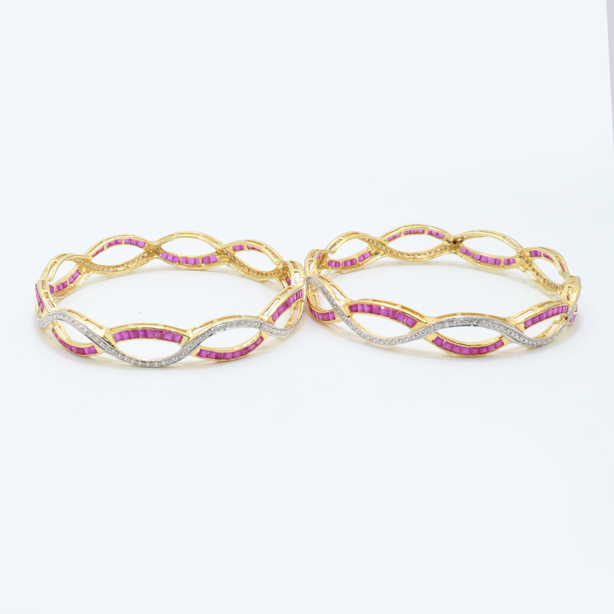 Ornate Ruby & CZ Bangle