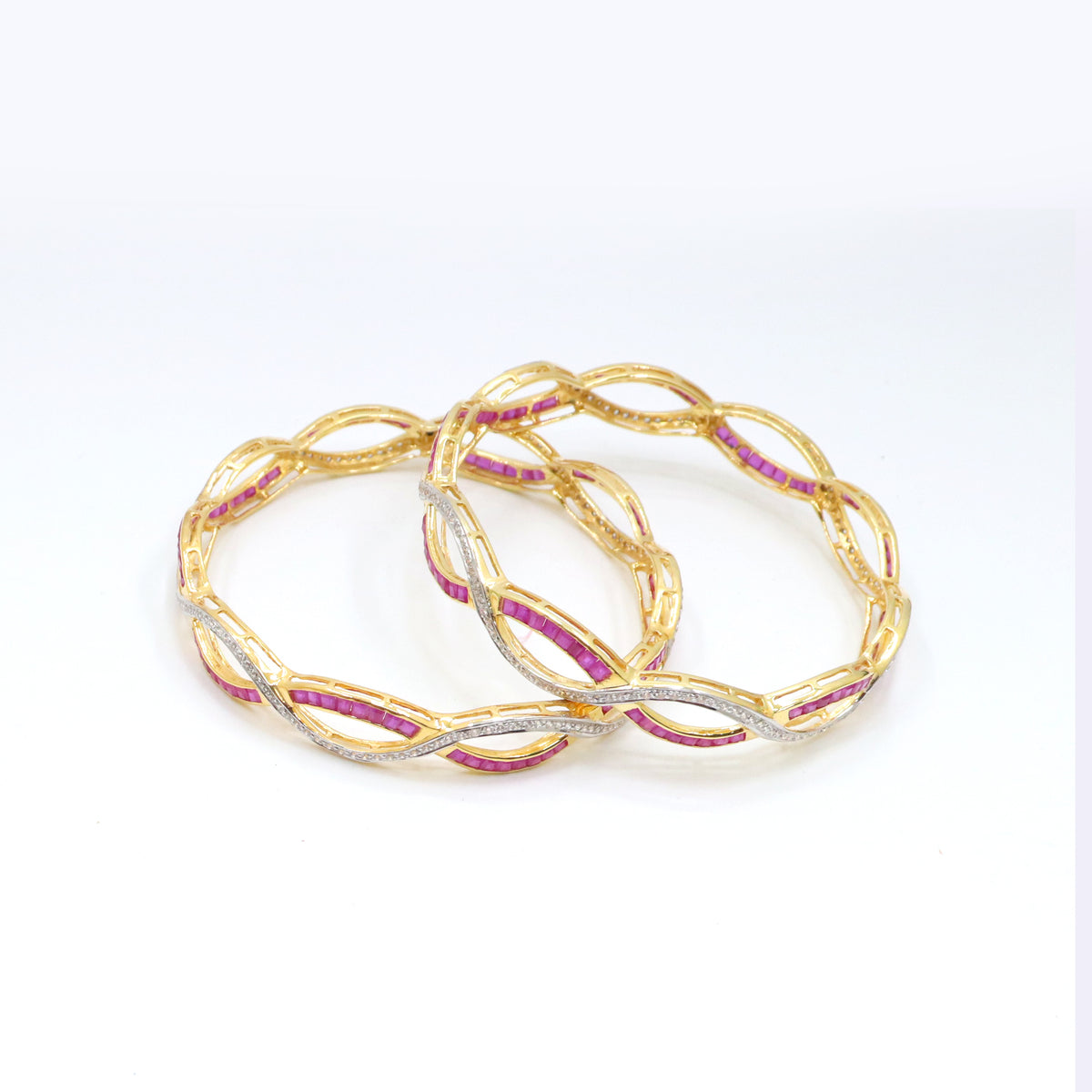 Ornate Ruby & CZ Bangle