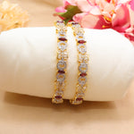 Garnet & CZ Floral Bangle