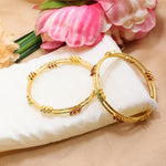 Garnet & CZ Floral Bangle