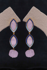 Rose Quartz & Blue Enamel Statement Earrings