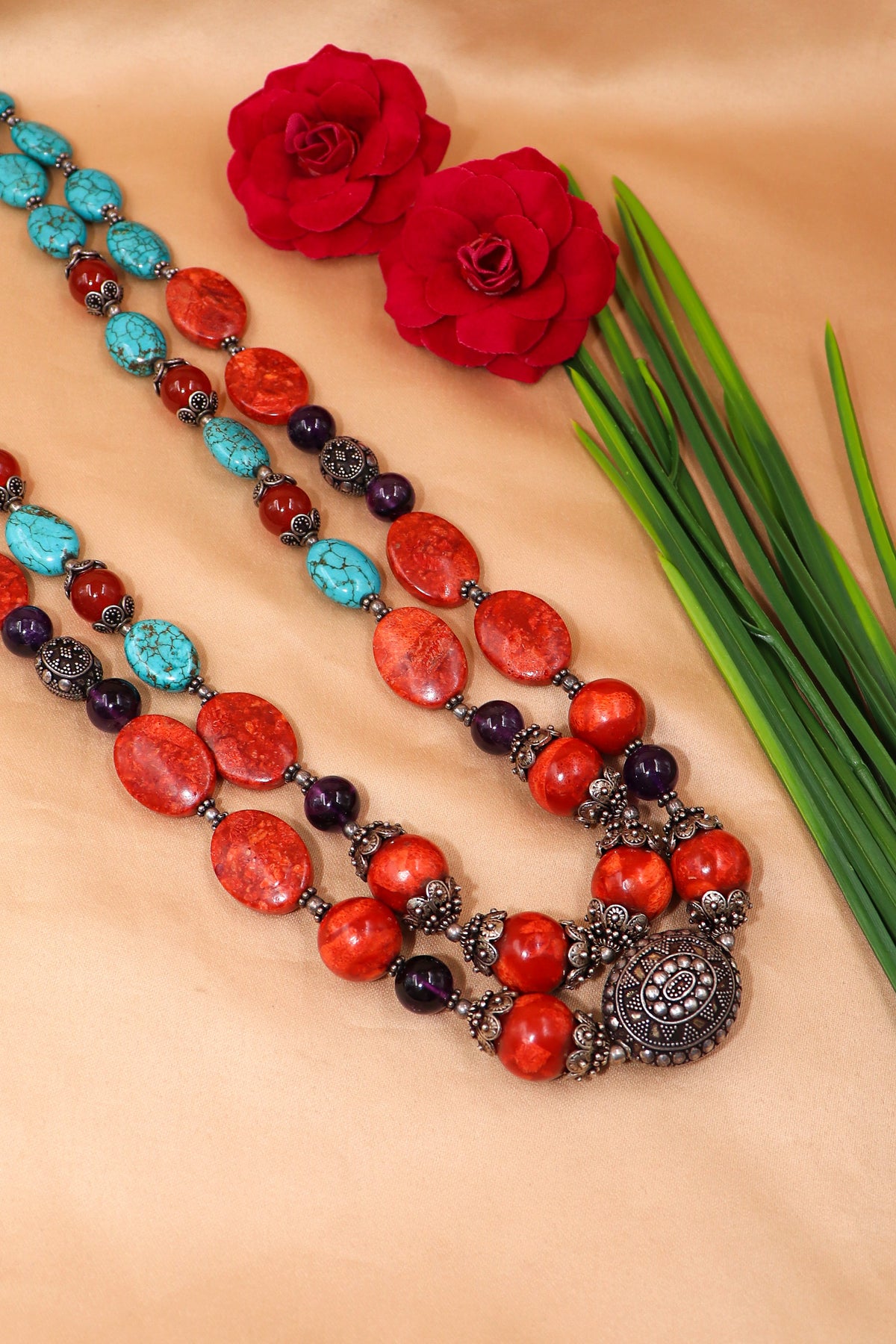 Coral & Turquoise Noble Necklace