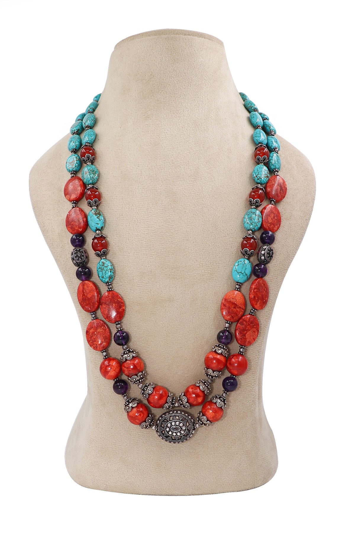 Coral & Turquoise Noble Necklace