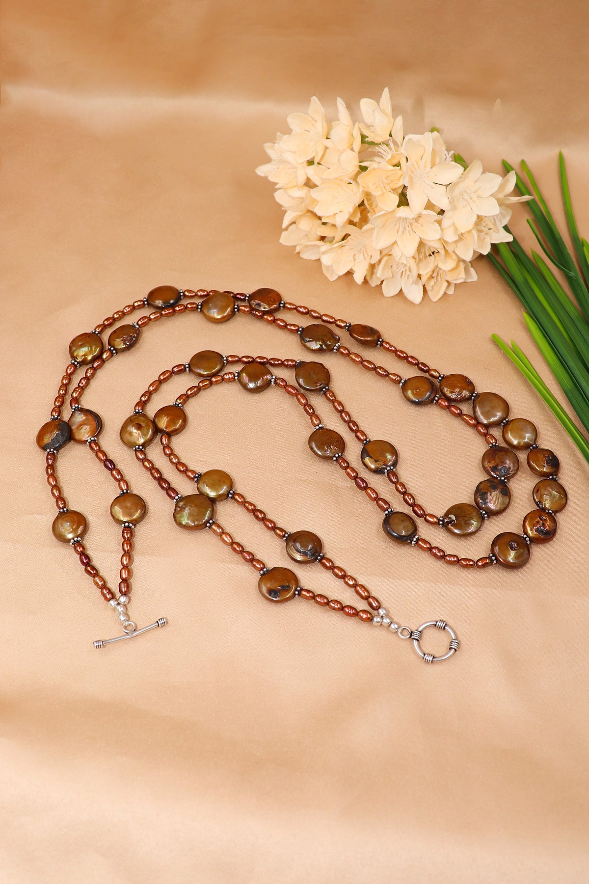 Brown Pearl Noble Coin Necklace