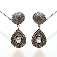 Victorian Era Two Tone Plated Uncut Diamond Polki With Diamond Earring Jewelry VJewels