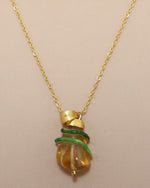 Honey Quartz & Green Vine Pendant