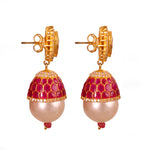Moissanite Pearl Enamel Silver Stud