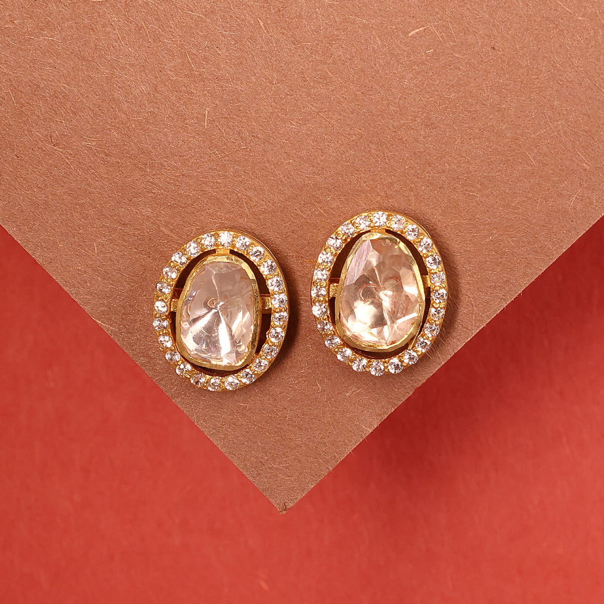 Moissanite Gold Plated Stud I