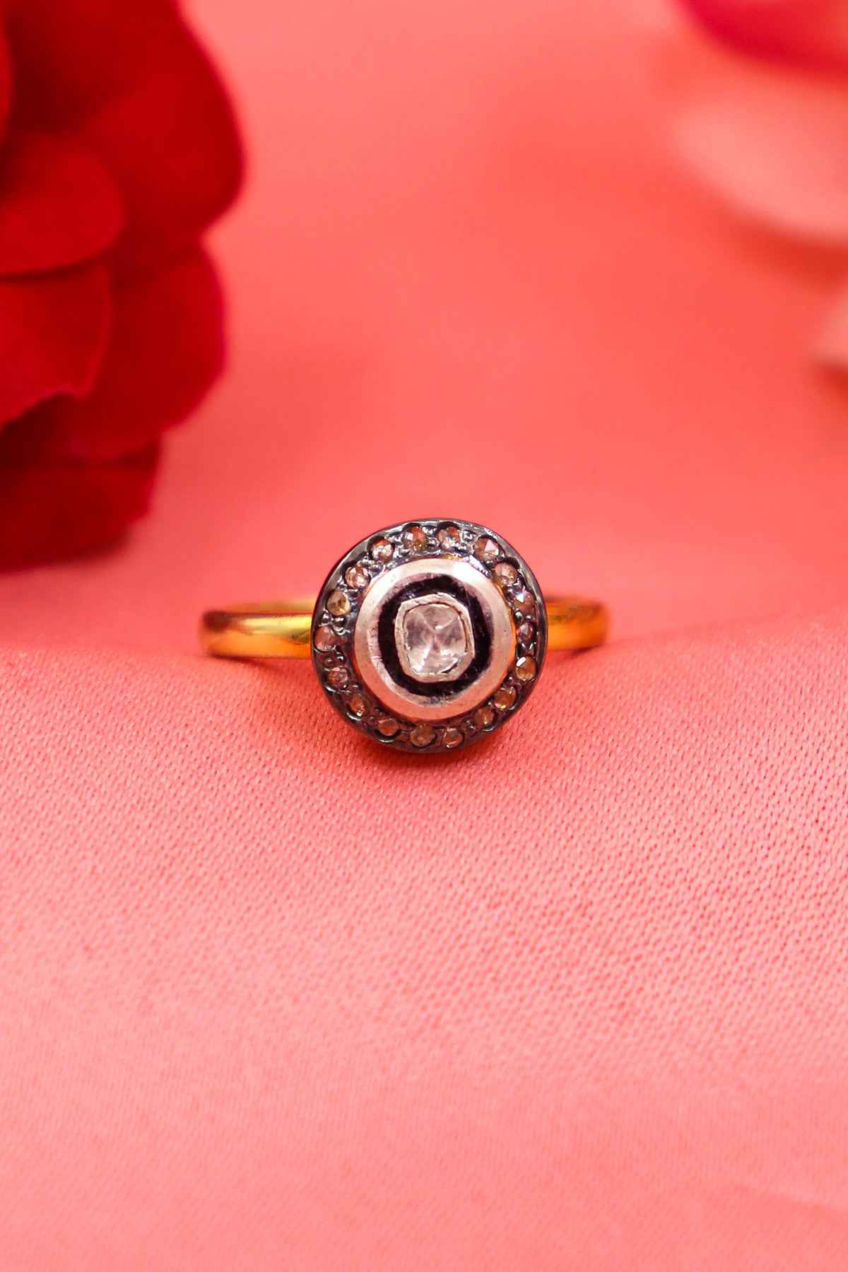 Silver Polki Diamond Royal Ring