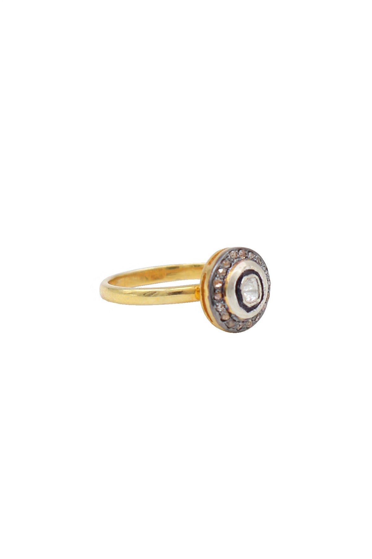 Silver Polki Diamond Royal Ring