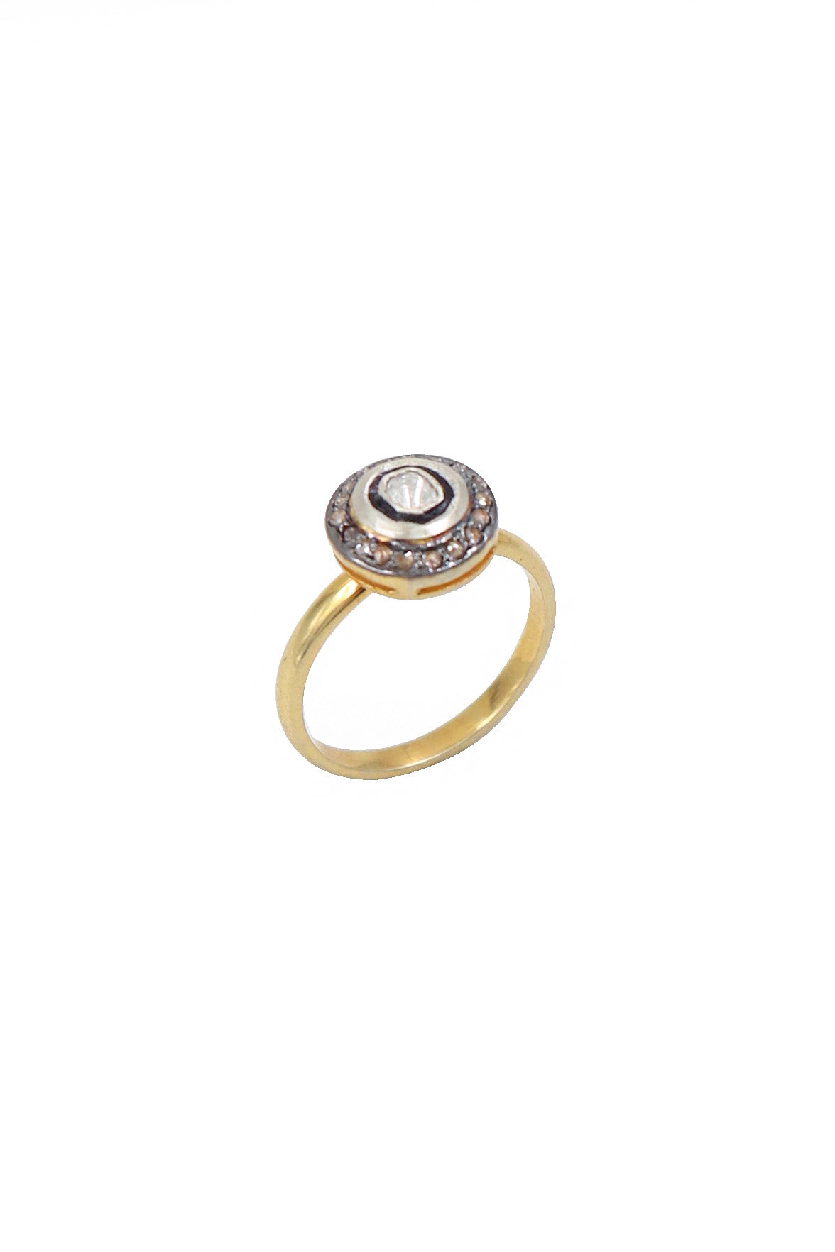 Silver Polki Diamond Royal Ring