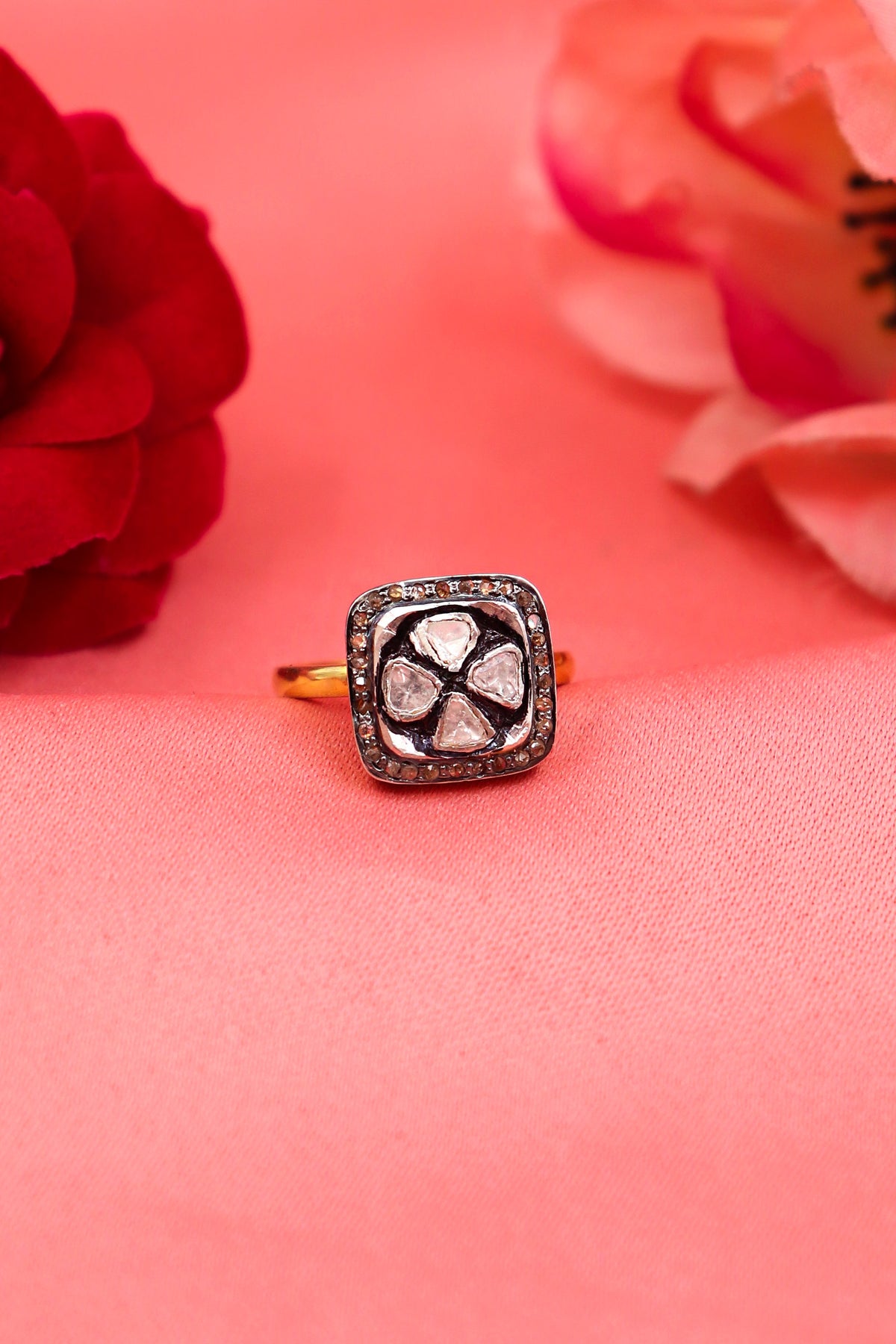 Silver Polki Diamond Imperial Ring