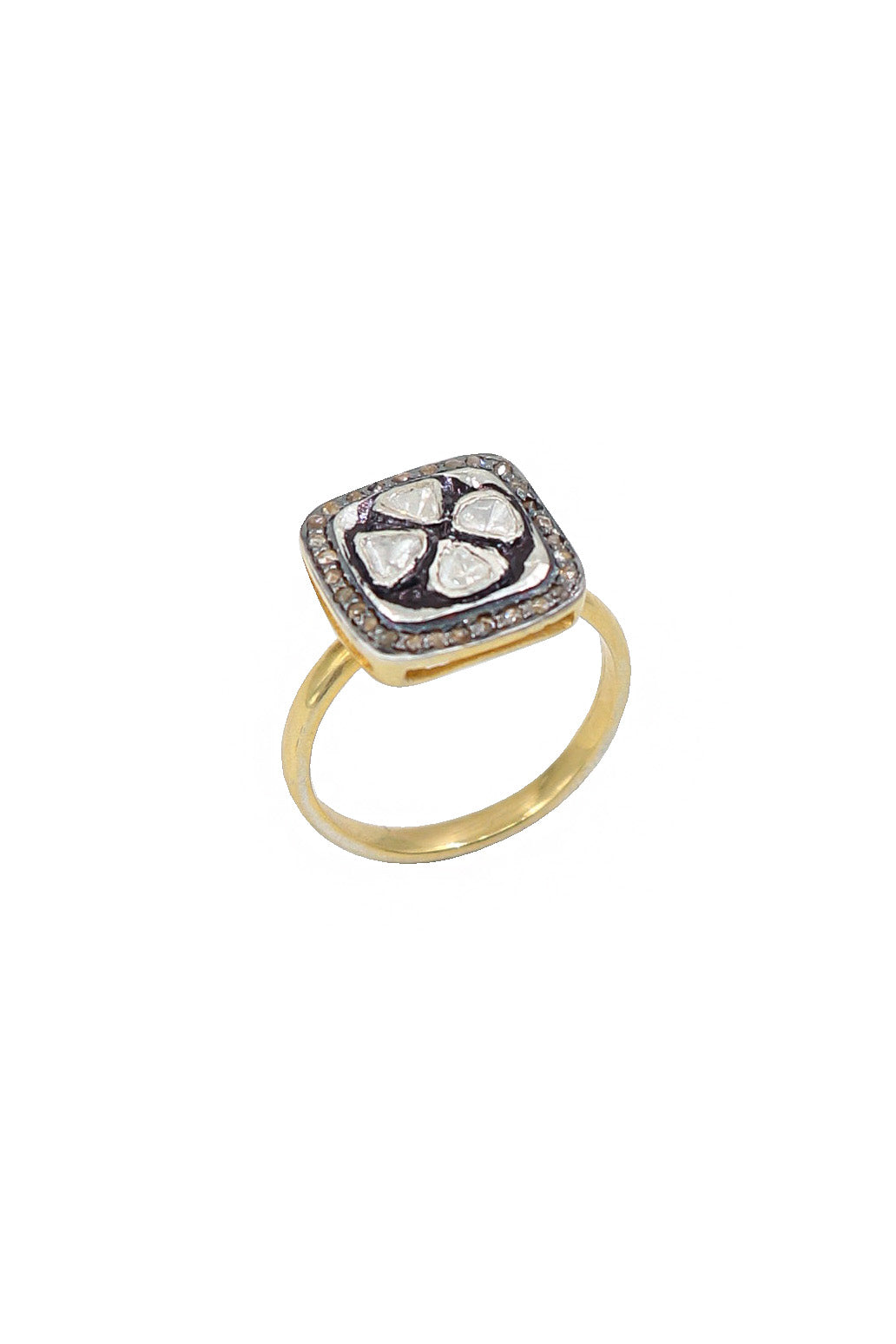 Silver Polki Diamond Imperial Ring