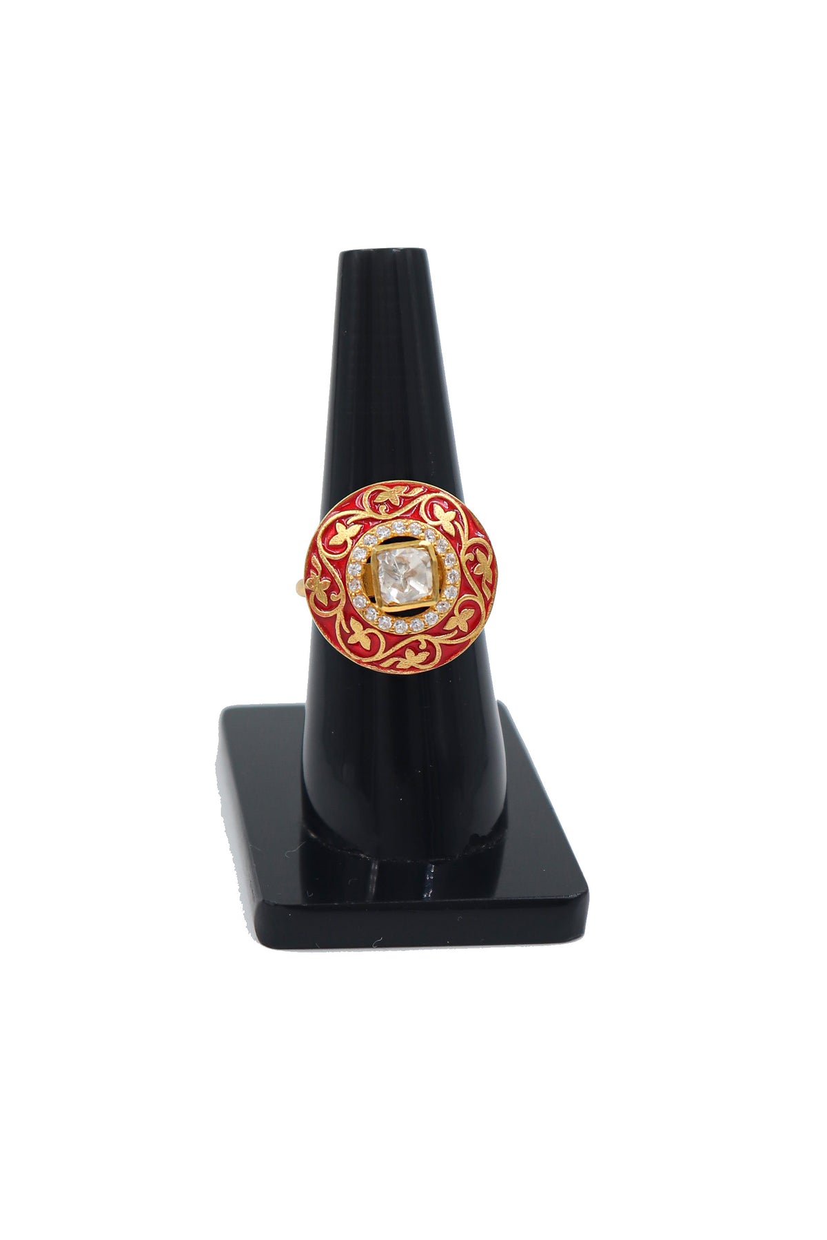 Moissanite Enamel Crown Ring