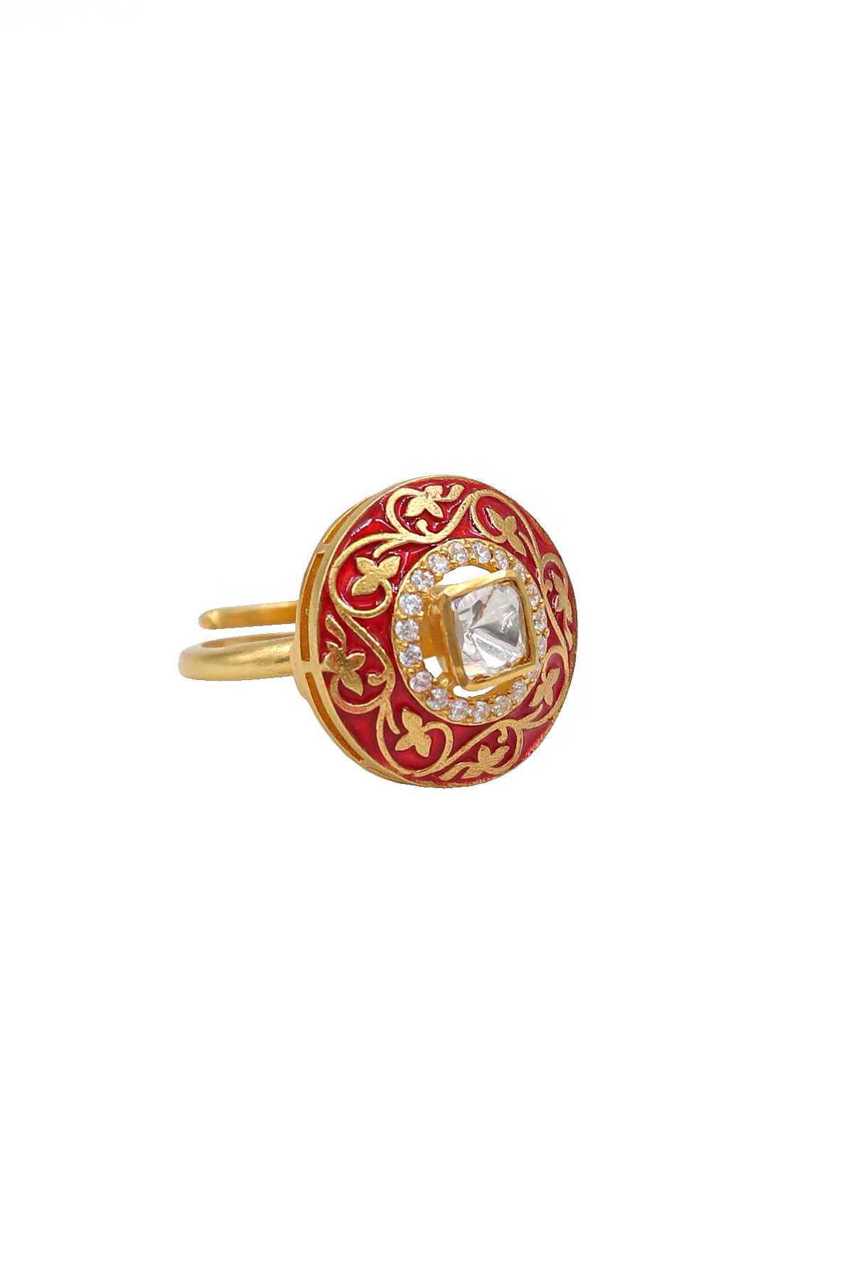 Moissanite Enamel Crown Ring