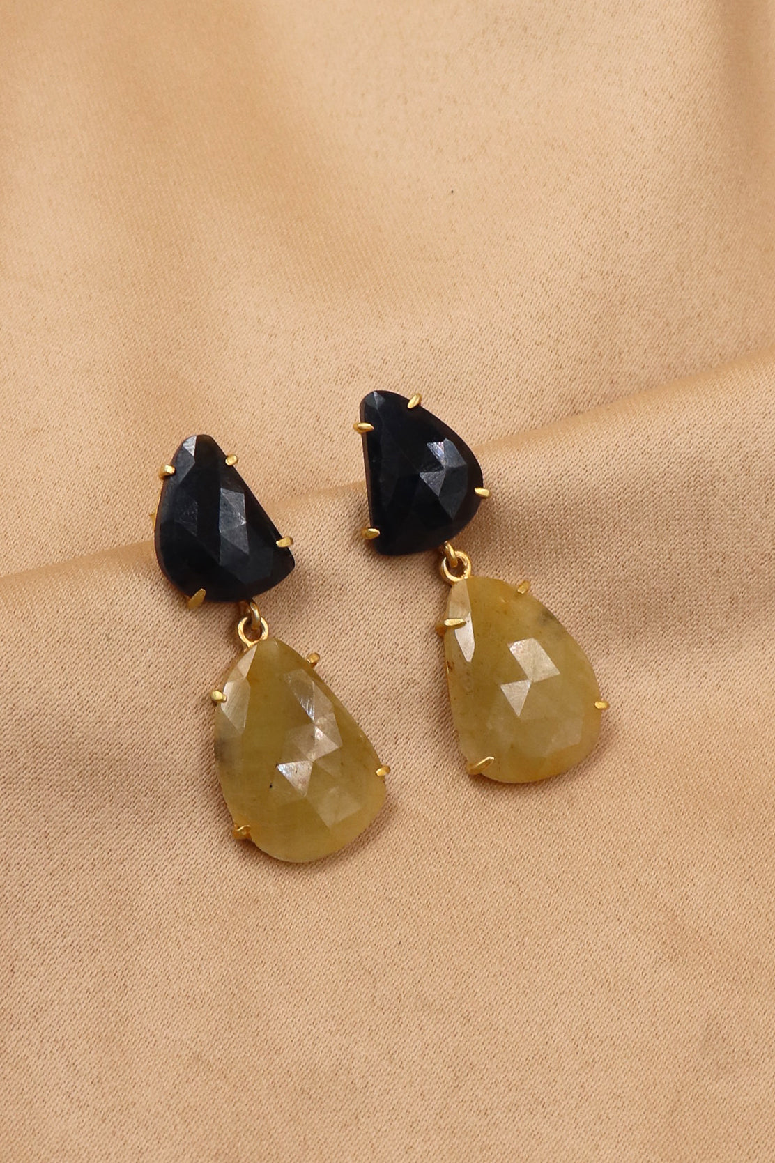 Yellow Blue Sapphire& Diamond Timeless Earring