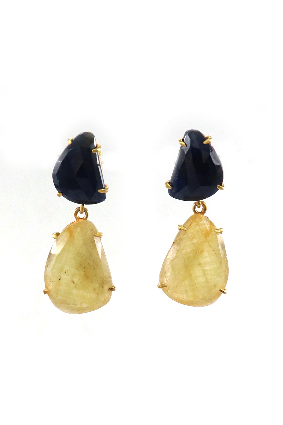 Yellow Blue Sapphire& Diamond Timeless Earring