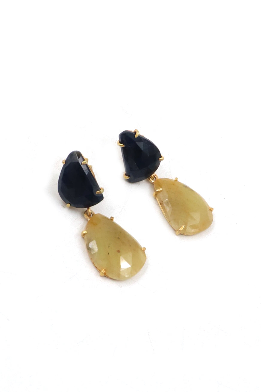 Yellow Blue Sapphire& Diamond Timeless Earring