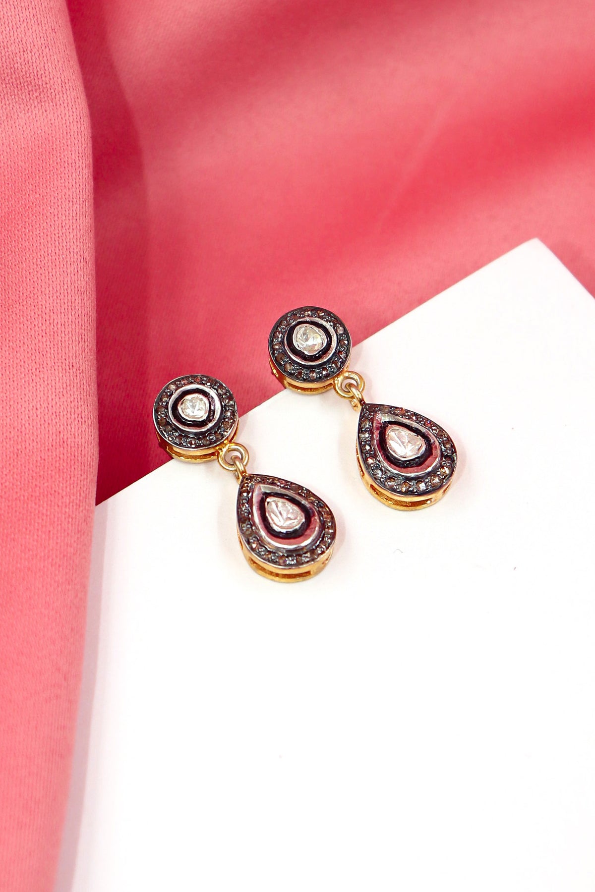 Gold Polki Diamond Royal Earring