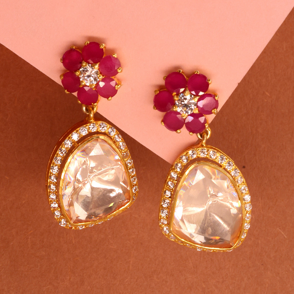 Moissanite Enamel Crown Stud II