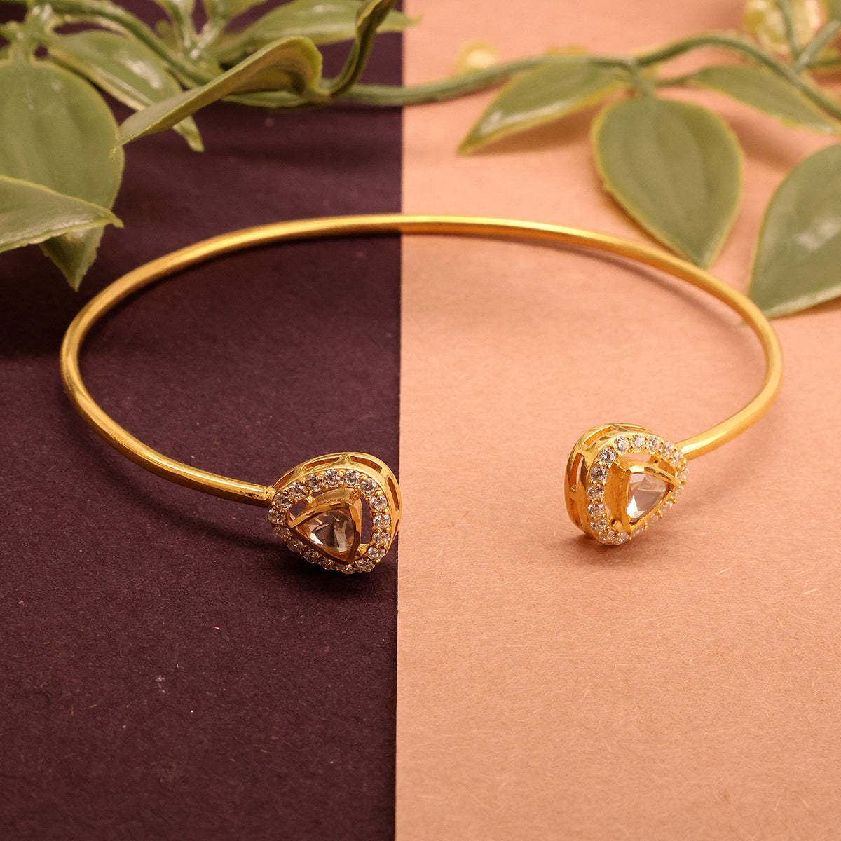 Moissanite Gold Plated Sovereign Bangle Bracelet III