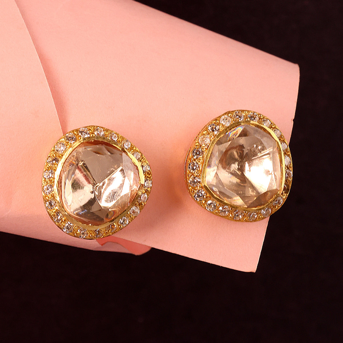 Moissanite Gold Plated Royal Stud III