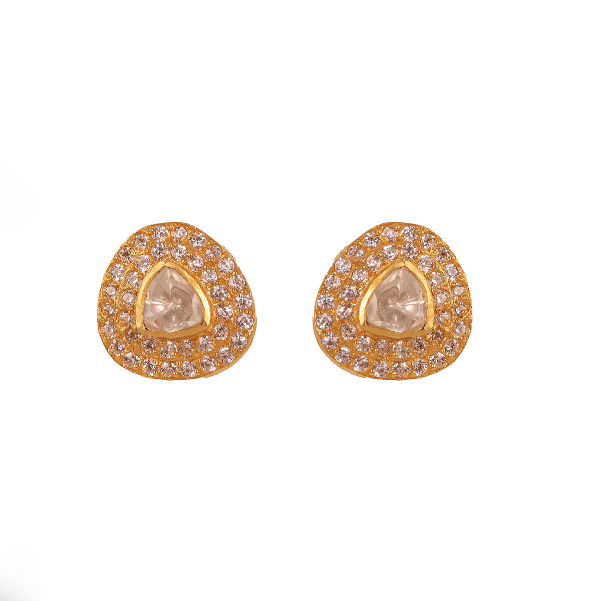 Moissanite Gold Plated Regal Stud II