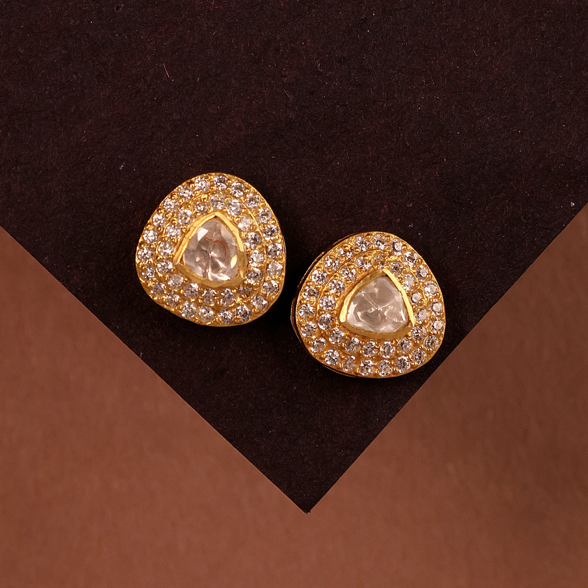 Moissanite Gold Plated Regal Stud II