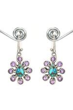 Adore Lightweight Turquoise With Purple Amethyst Gemstone Hook Earrings VJewels
