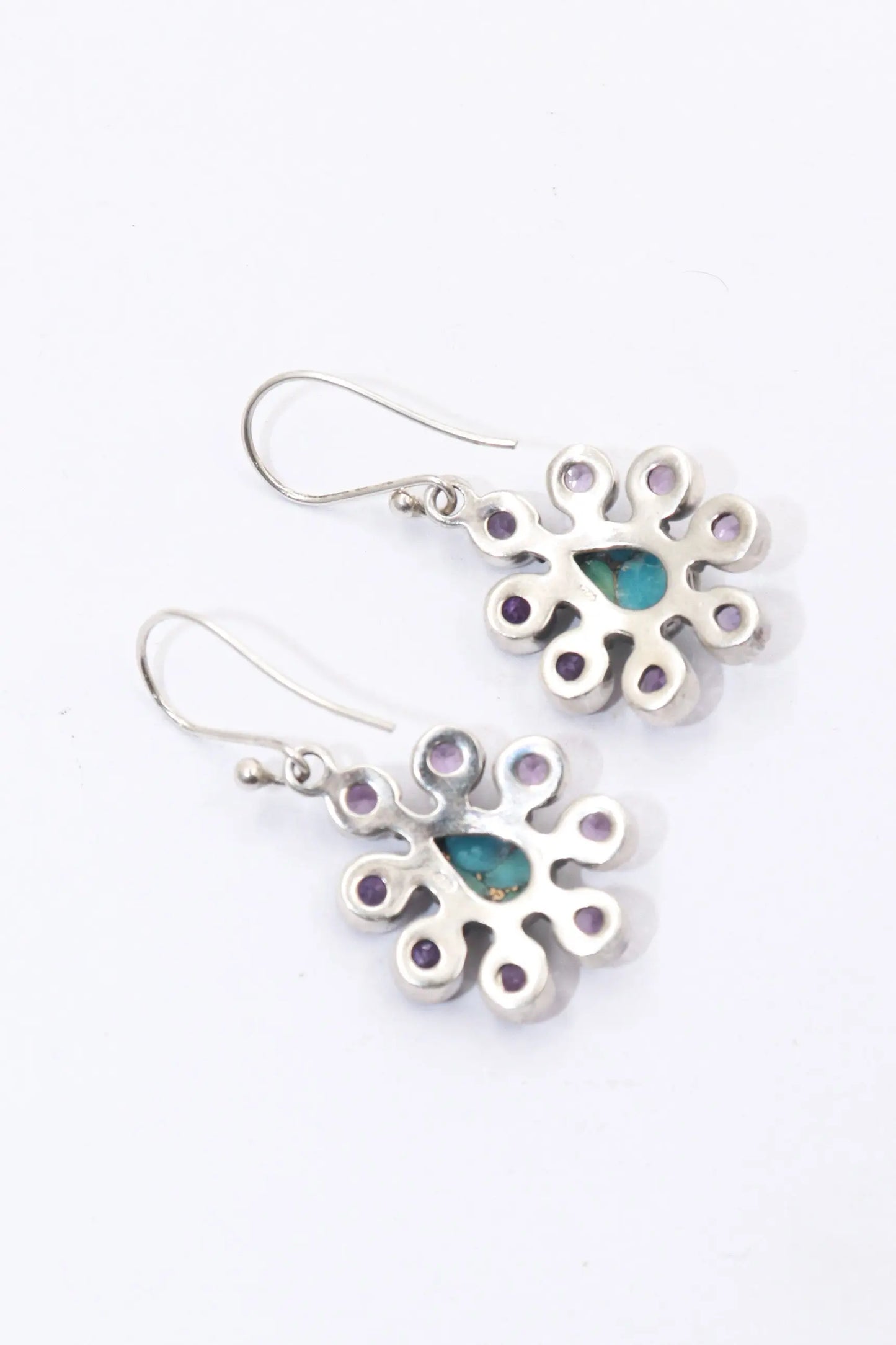 Adore Lightweight Turquoise With Purple Amethyst Gemstone Hook Earrings VJewels