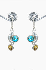 Artisan Earrings copper turquoise with citrine Gemstone Dangle Earring Pendant for Women VJewels